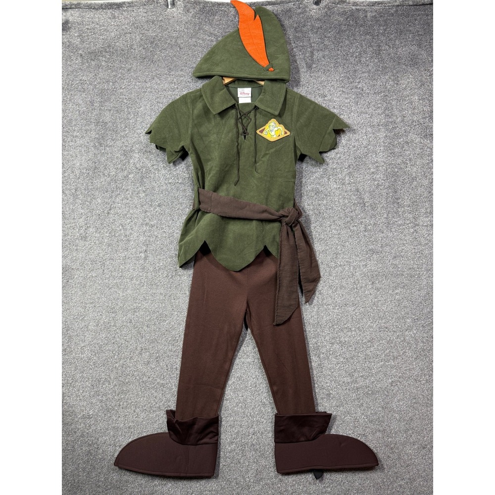 Disney Store Peter Pan Costume Kids Size S 6 Green Tunic Hat Pants 5pc Set